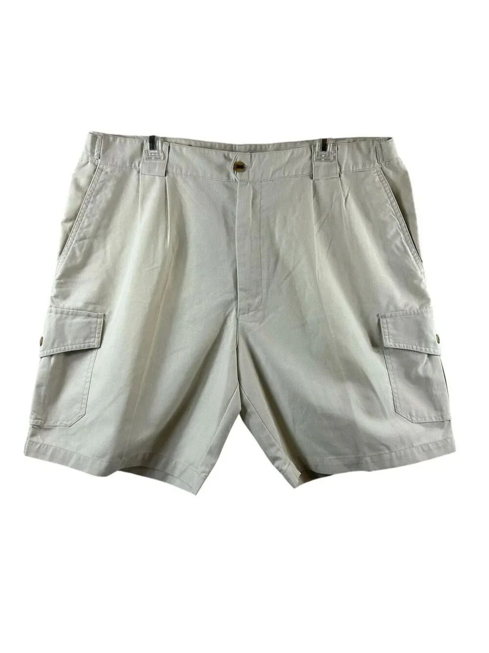 VTG Bugle Boy Khaki Pleated Cargo Shorts Mens Size 40W Cotton Y2K Gorpcore